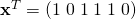 \mathbf{x}^T = (1 \; 0 \; 1 \; 1 \; 1 \; 0 )